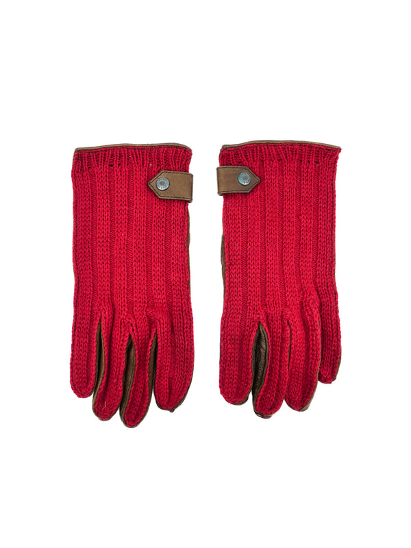 Gucci Red Knit and Leather Gloves Accessory arcadeshops.com