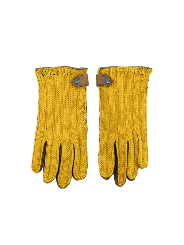 Gucci Yellow Knit and Leather Gloves Accessory arcadeshops.com