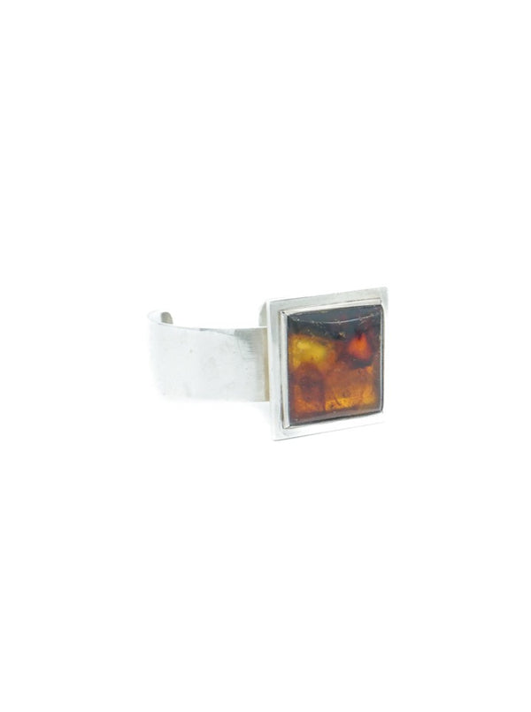 Modernist Sterling and Amber Cuff Jewelry arcadeshops.com