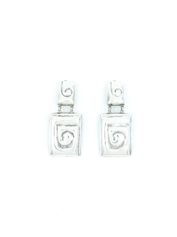 1980's Modernist Silver Clip On Earrings Jewelry arcadeshops.com