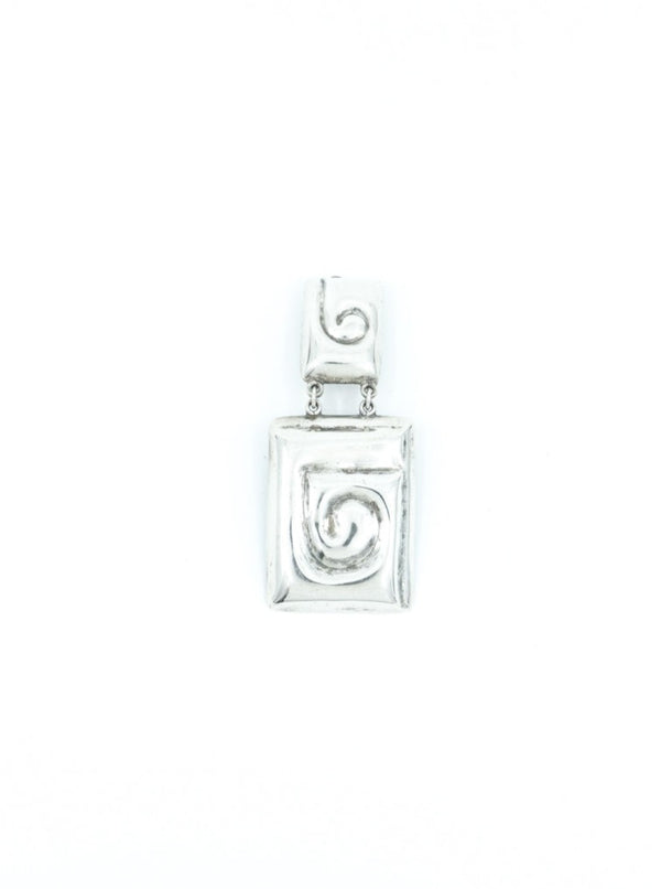 1980's Modernist Silver Clip On Earrings Jewelry arcadeshops.com