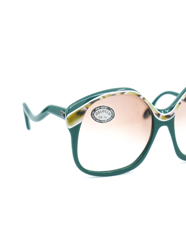 1970's Delotto Oversized Green Sunglasses Accessory arcadeshops.com