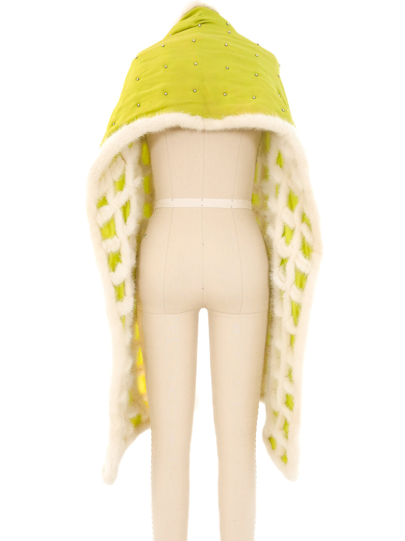 Fur Trimmed Lime Shawl Accessory arcadeshops.com