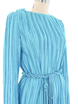 Mollie Parnis Turquoise Plisse Pleated Evening Ensemble Suit arcadeshops.com