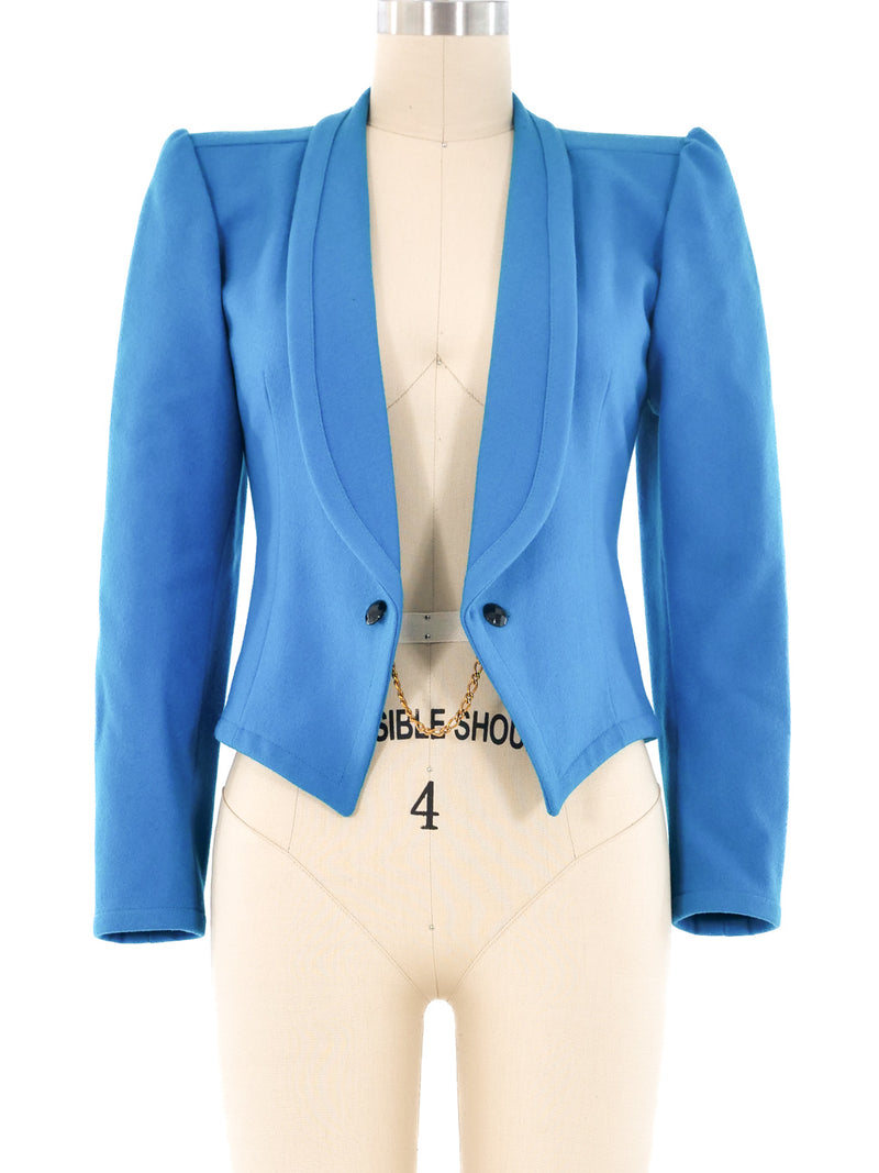 Emanuel Ungaro Teal Cropped Blazer Jacket arcadeshops.com