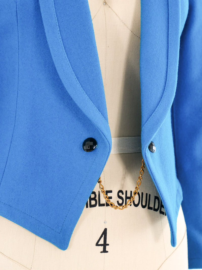 Emanuel Ungaro Teal Cropped Blazer Jacket arcadeshops.com