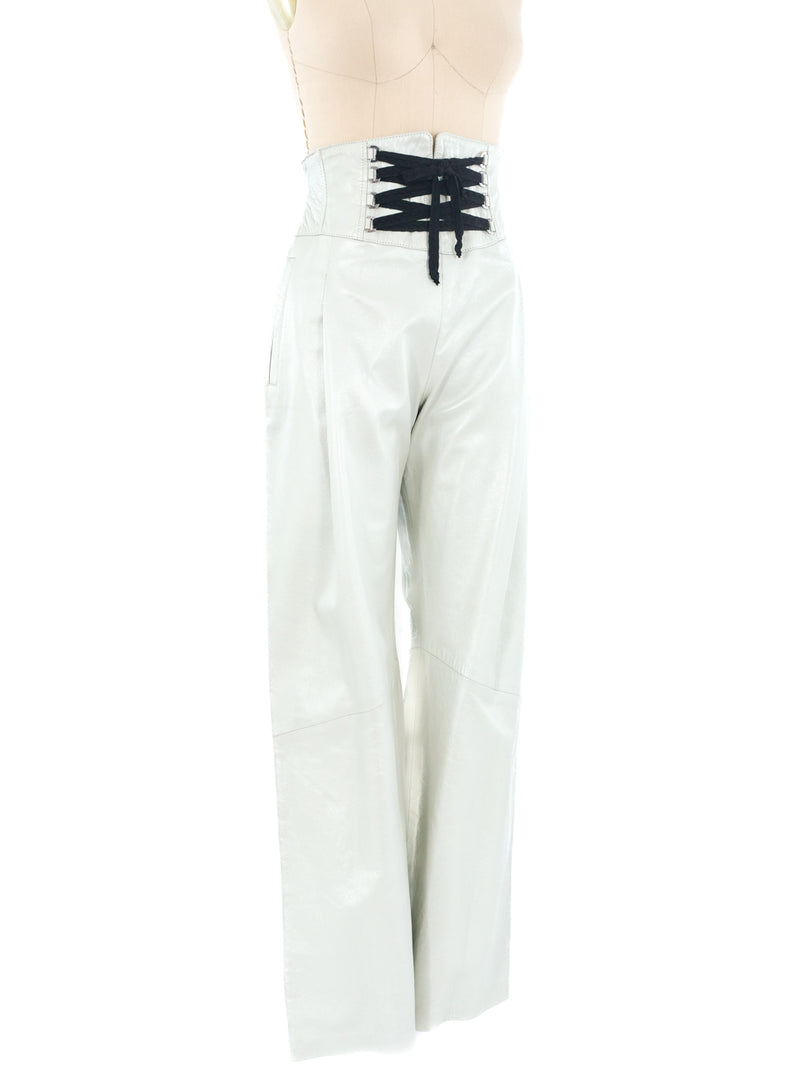 Laced Waist Oyster Leather Pant Bottom arcadeshops.com