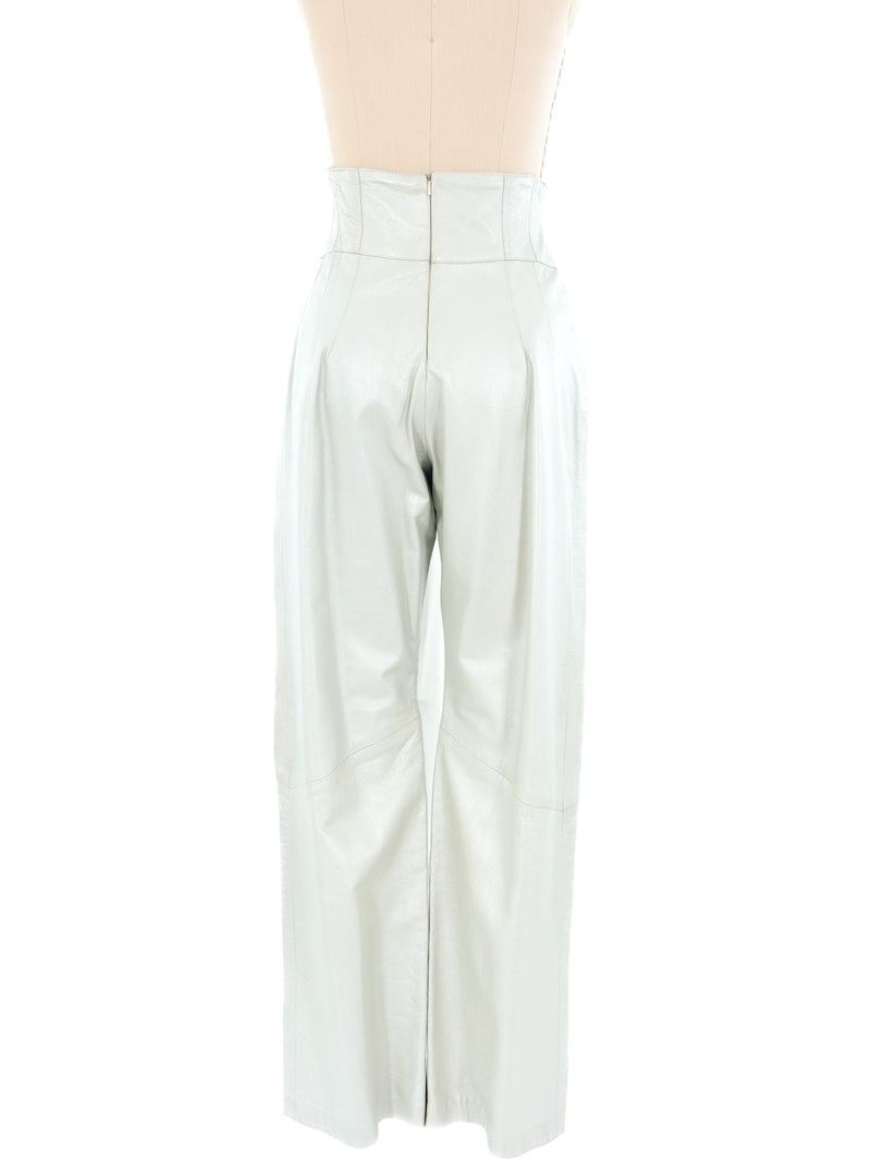 Laced Waist Oyster Leather Pant Bottom arcadeshops.com