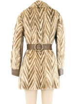 Chevron Printed Fur and Leather Coat Outerwear arcadeshops.com