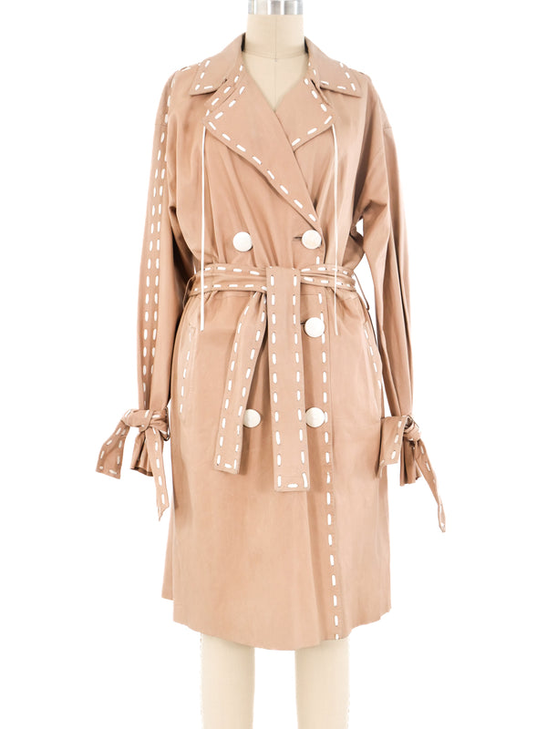 Blush Leather Trench Coat Outerwear arcadeshops.com