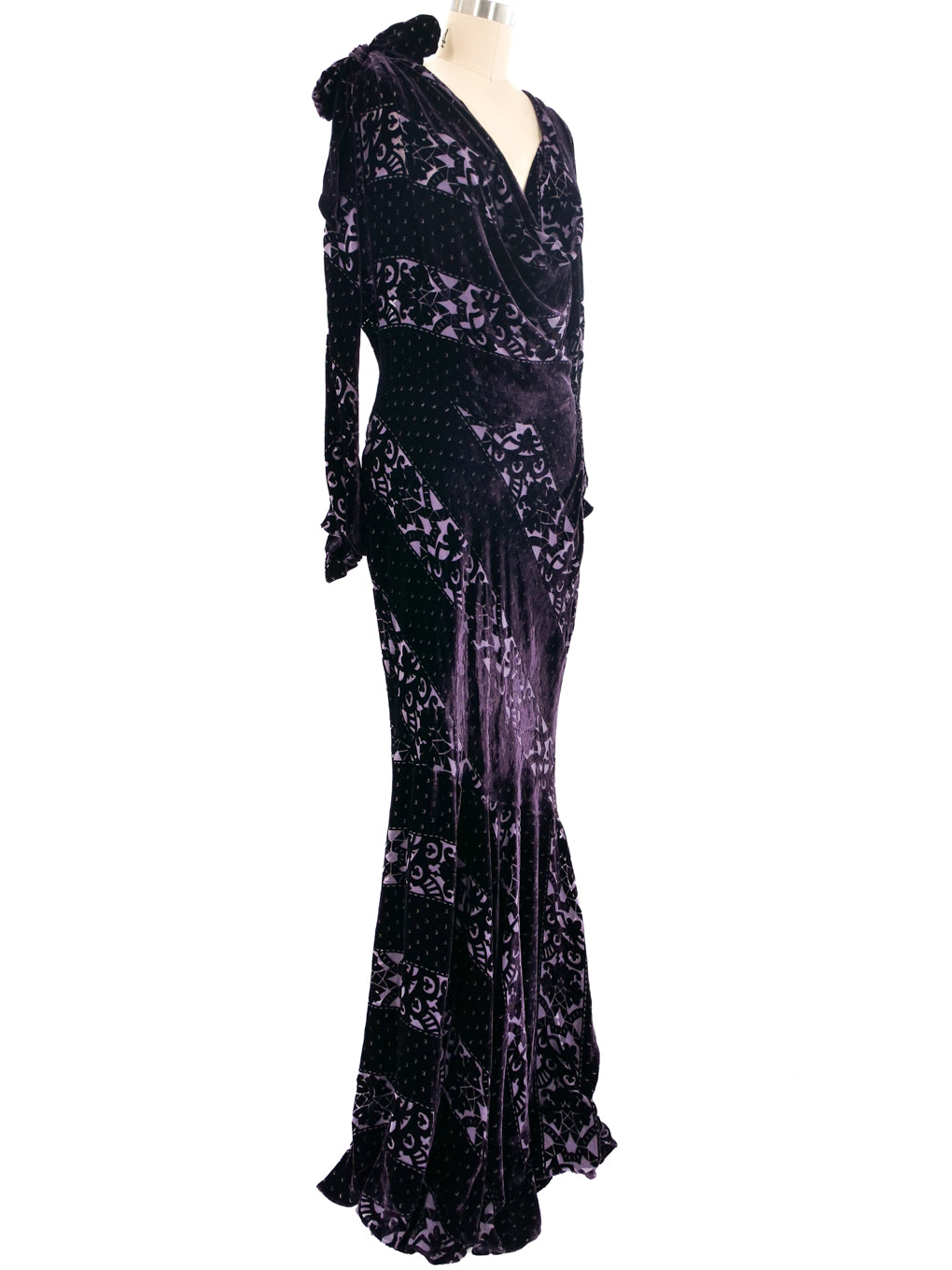 fitted lace wedding dress Christian Dior Purple Devore Velvet Gown