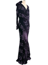 Christian Dior Purple Devore Velvet Gown Dress arcadeshops.com