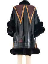 Fur Trim Leather Applique Coat Outerwear arcadeshops.com