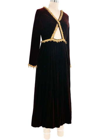 Oscar de la Renta Open Midriff Velvet Dress