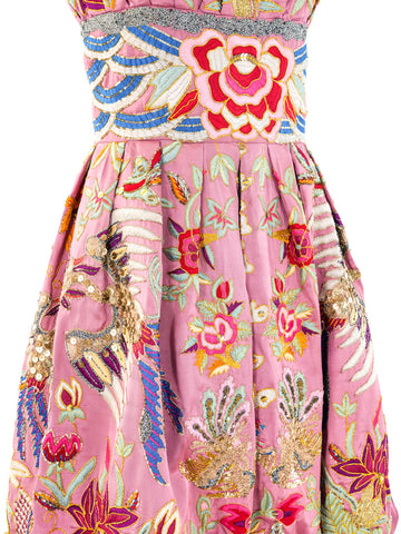 Naeem Khan Floral Embroidered Cocktail Dress