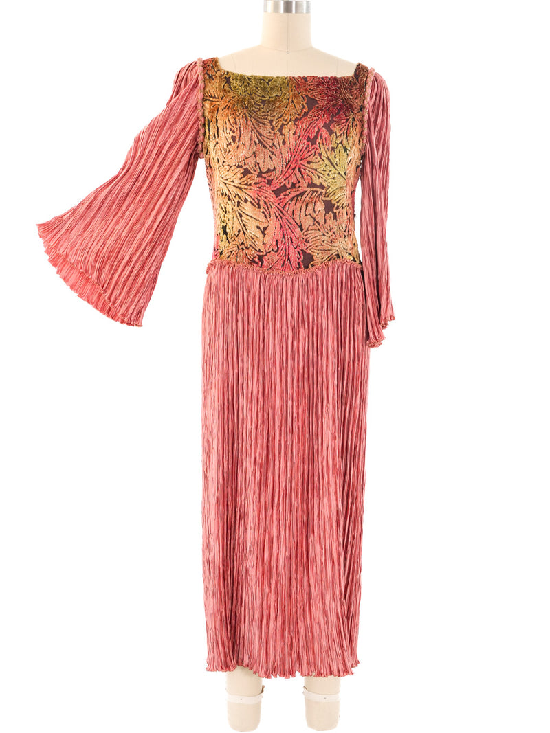 Mary McFadden Flocked Velvet Plisse Dress Dress arcadeshops.com