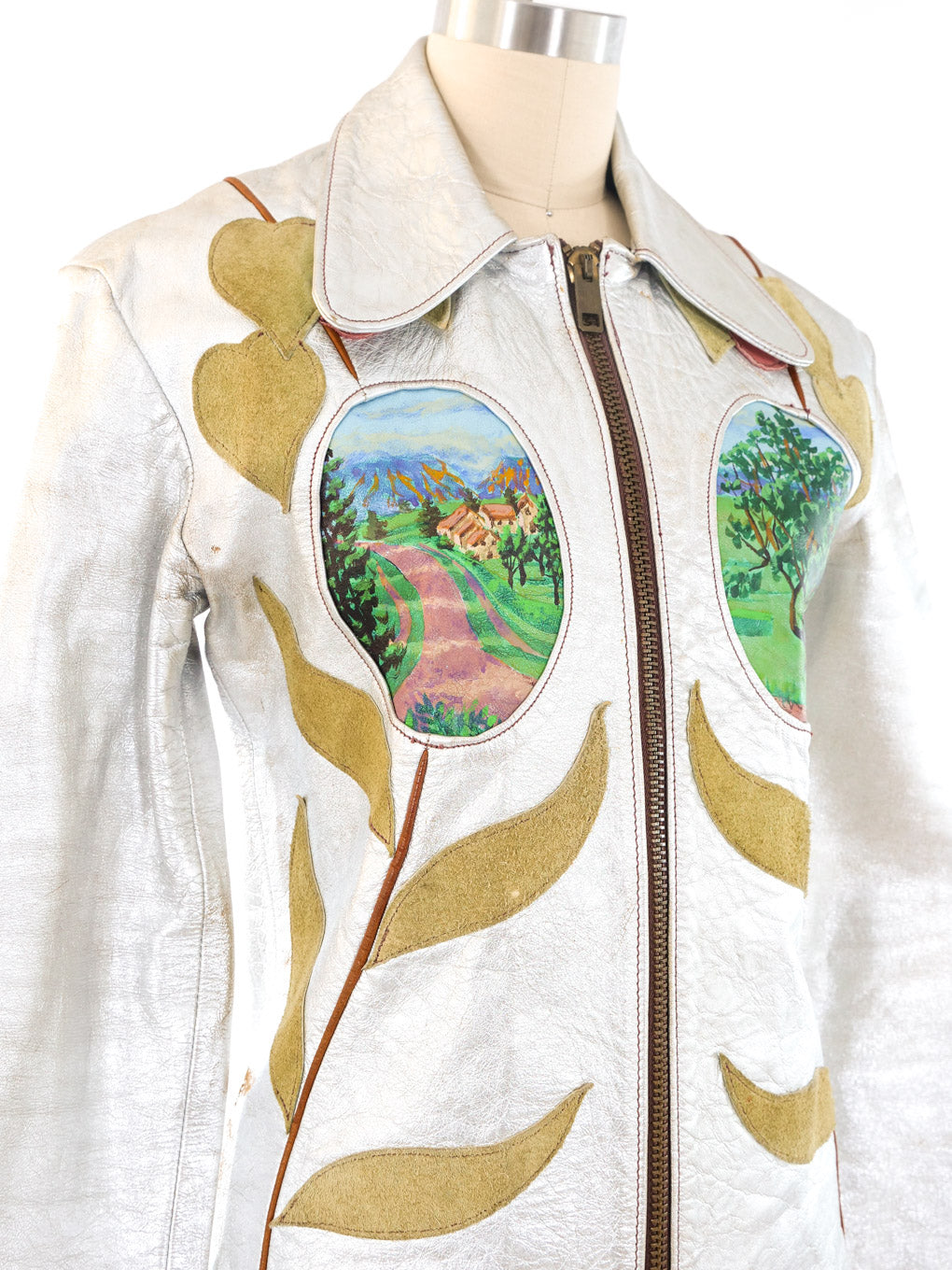 East West Musical Instruments Handpainted Metallic 'Janti' Leather Jacket