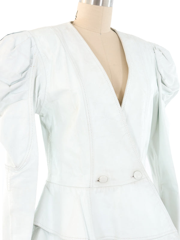 White Leather Peplum Jacket Jacket arcadeshops.com