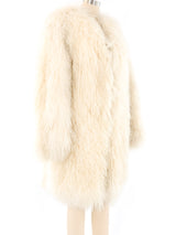 Cream Mongolian Lamb Fur Coat Outerwear arcadeshops.com