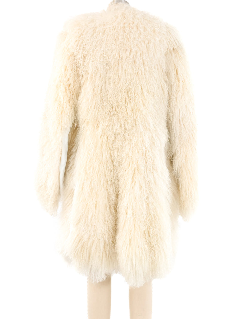 Cream Mongolian Lamb Fur Coat Outerwear arcadeshops.com