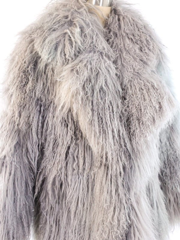 Grey Mongolian Lamb Fur Maxi Coat Outerwear arcadeshops.com