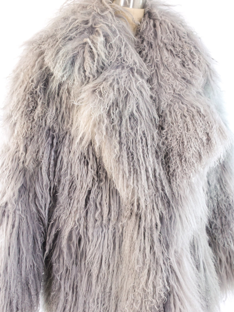 Grey Mongolian Lamb Fur Maxi Coat