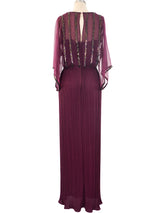 Bead Accented Pleated Gown Dress arcadeshops.com