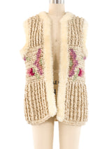 Floral Pattern Chunky Knit Vest Jacket arcadeshops.com