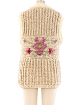 Floral Pattern Chunky Knit Vest Jacket arcadeshops.com