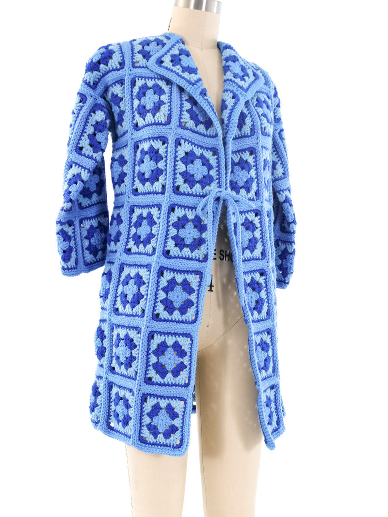 Blue Granny Square Crochet Jacket Jacket arcadeshops.com