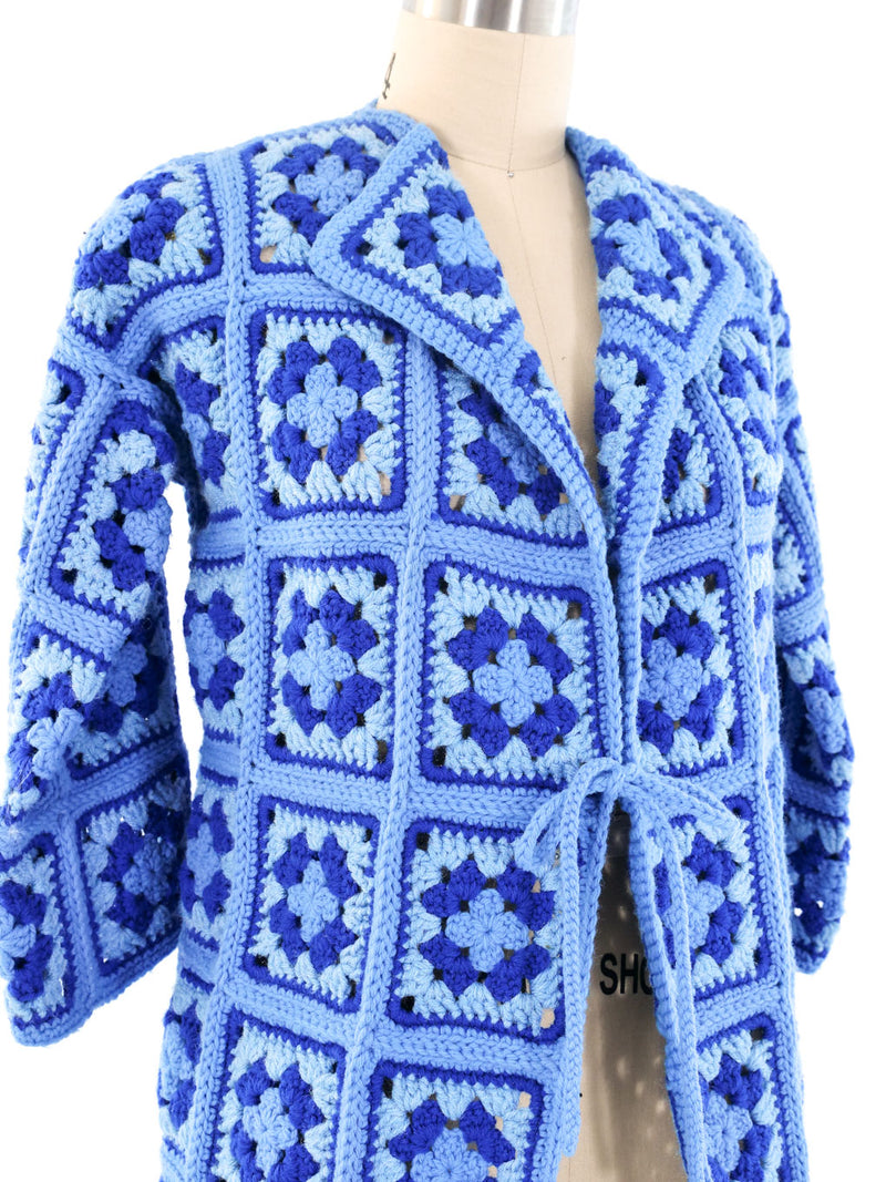 Blue Granny Square Crochet Jacket Jacket arcadeshops.com