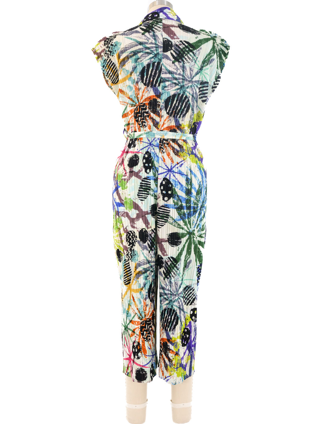 Issey Miyake Abstract Printed Plisse Jumpsuit