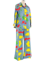 1970's Paint Splatter Printed Denim Ensemble Suit arcadeshops.com