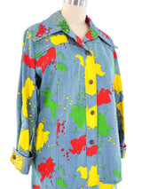 1970's Paint Splatter Printed Denim Ensemble Suit arcadeshops.com