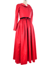 Halston Crimson Satin Gown Ensemble Dress arcadeshops.com