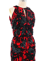 1960's Sequin Accented Printed Gown Dress arcadeshops.com