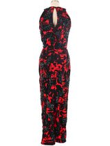 1960's Sequin Accented Printed Gown Dress arcadeshops.com