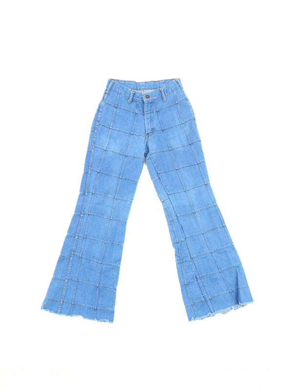 Patchwork Flared Denim 25x29 Bottom arcadeshops.com