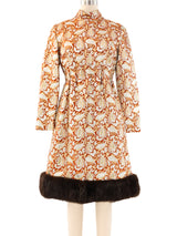 Victor Costa Fur Trimmed Brocade Dress Dress arcadeshops.com