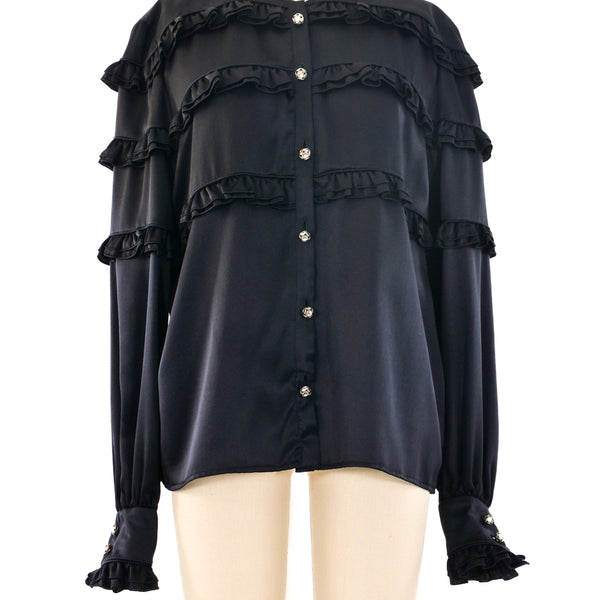 1940s Ruffled rayon silk blouse ヴィンテージ 1940s Ruffled rayon silk blouse ヴィンテージ 1940s silk