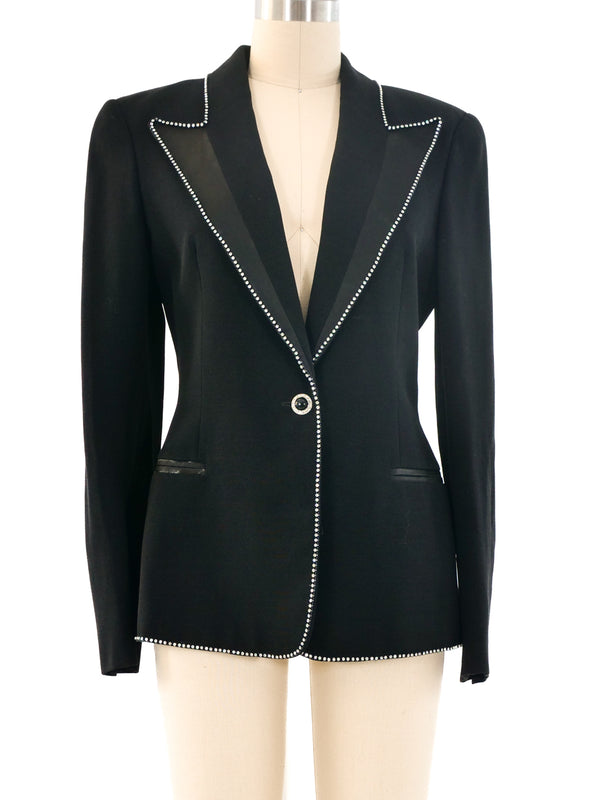 Claude Montana Black Rhinestone Trimmed Blazer Jacket arcadeshops.com