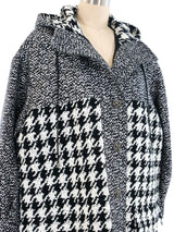 Chanel Houndstooth Tweed Hooded Coat Outerwear arcadeshops.com
