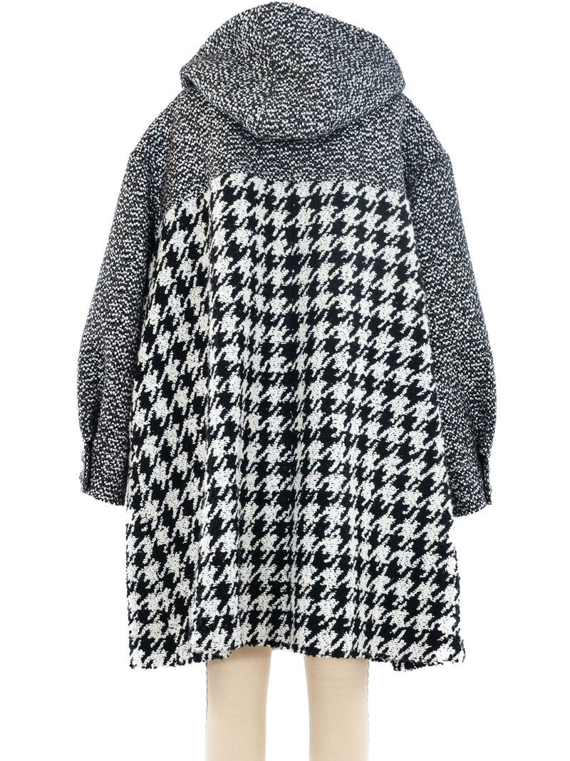 Chanel Houndstooth Tweed Hooded Coat Outerwear arcadeshops.com
