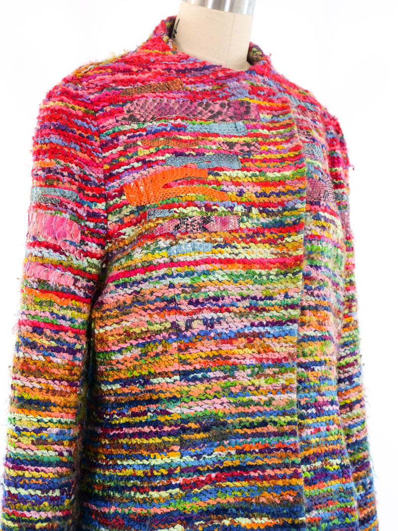 Christian Lacroix Snakeskin Trimmed Rainbow Tweed Coat Outerwear arcadeshops.com