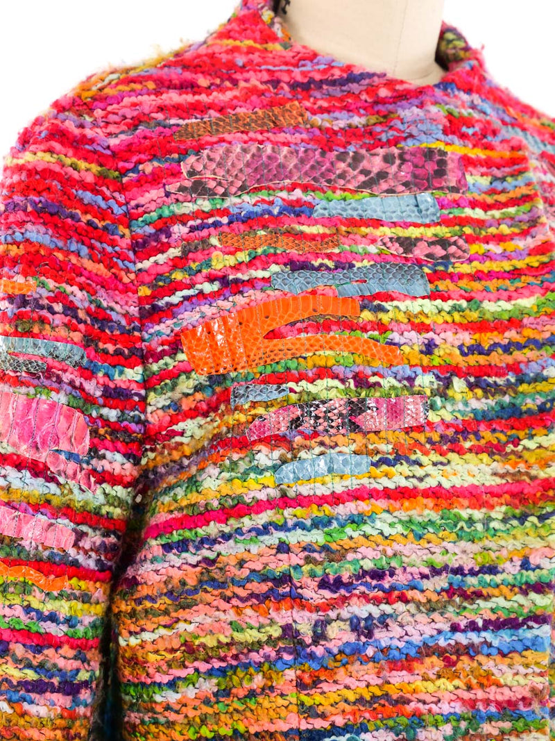 Christian Lacroix Snakeskin Trimmed Rainbow Tweed Coat Outerwear arcadeshops.com