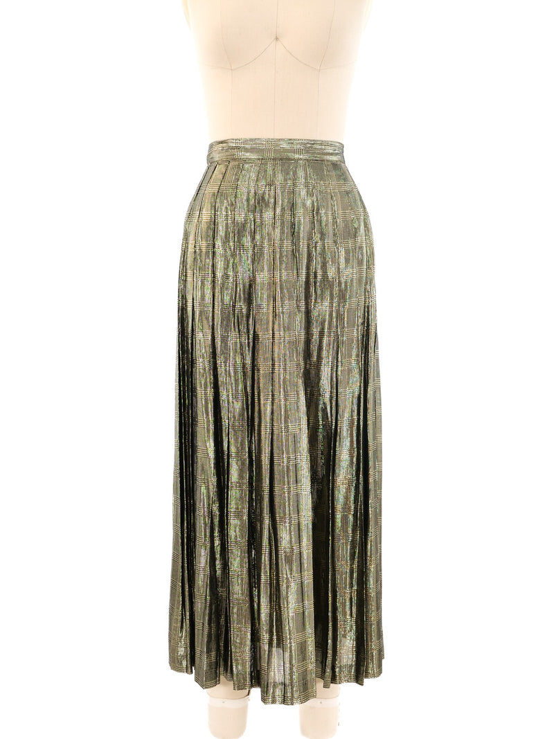 Gold Metallic Pleated Maxi Skirt Bottom arcadeshops.com