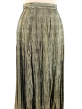 Gold Metallic Pleated Maxi Skirt Bottom arcadeshops.com