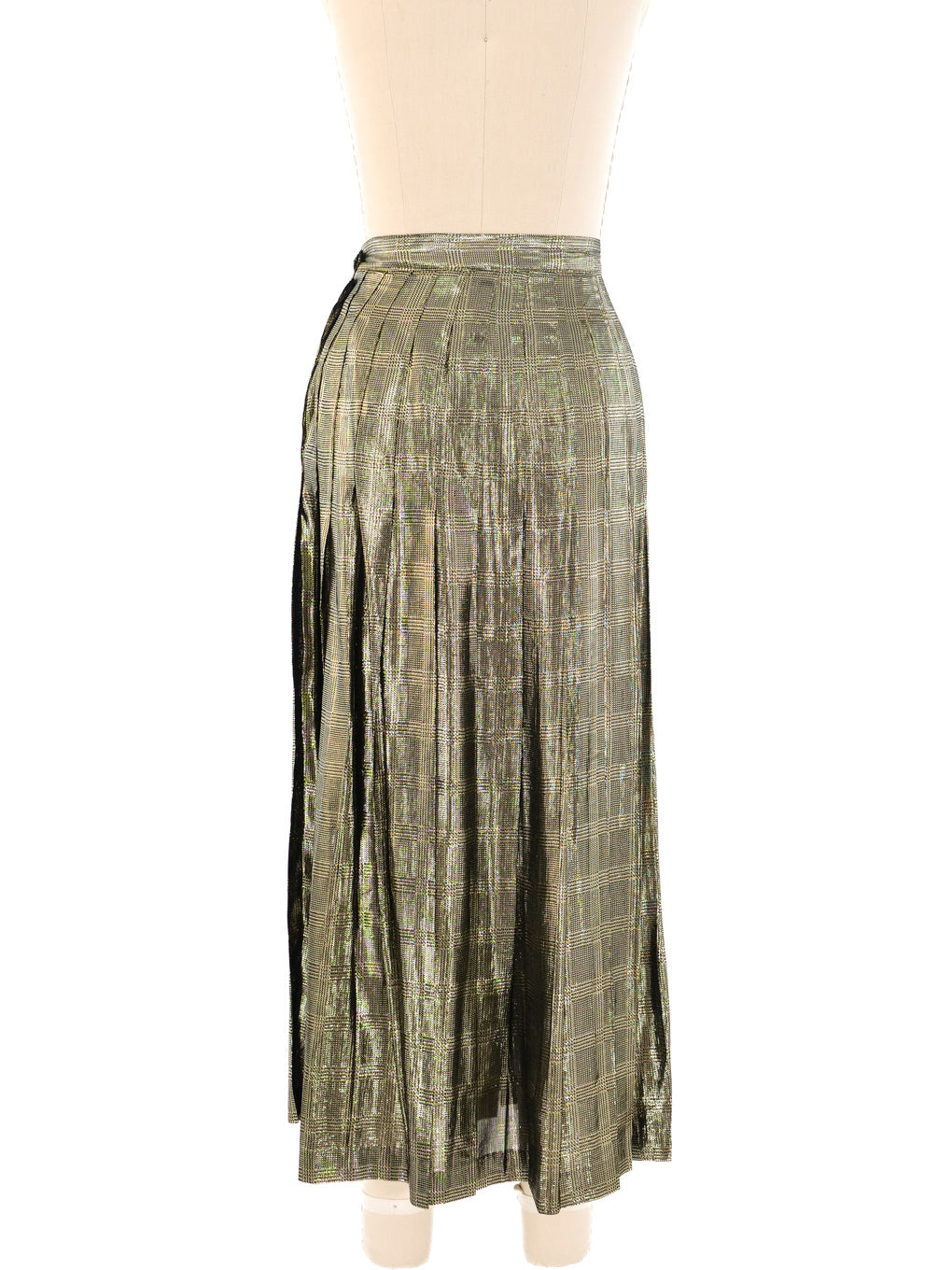 Gold Metallic Pleated Maxi Skirt