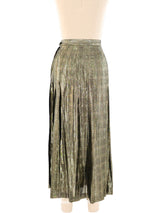 Gold Metallic Pleated Maxi Skirt Bottom arcadeshops.com