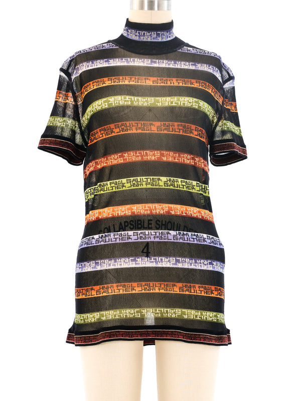 Jean Paul Gaultier Printed Mesh Top Top arcadeshops.com